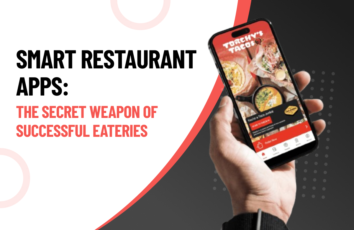 Smart restaurant apps interface on mobile devices with ordering and payment features